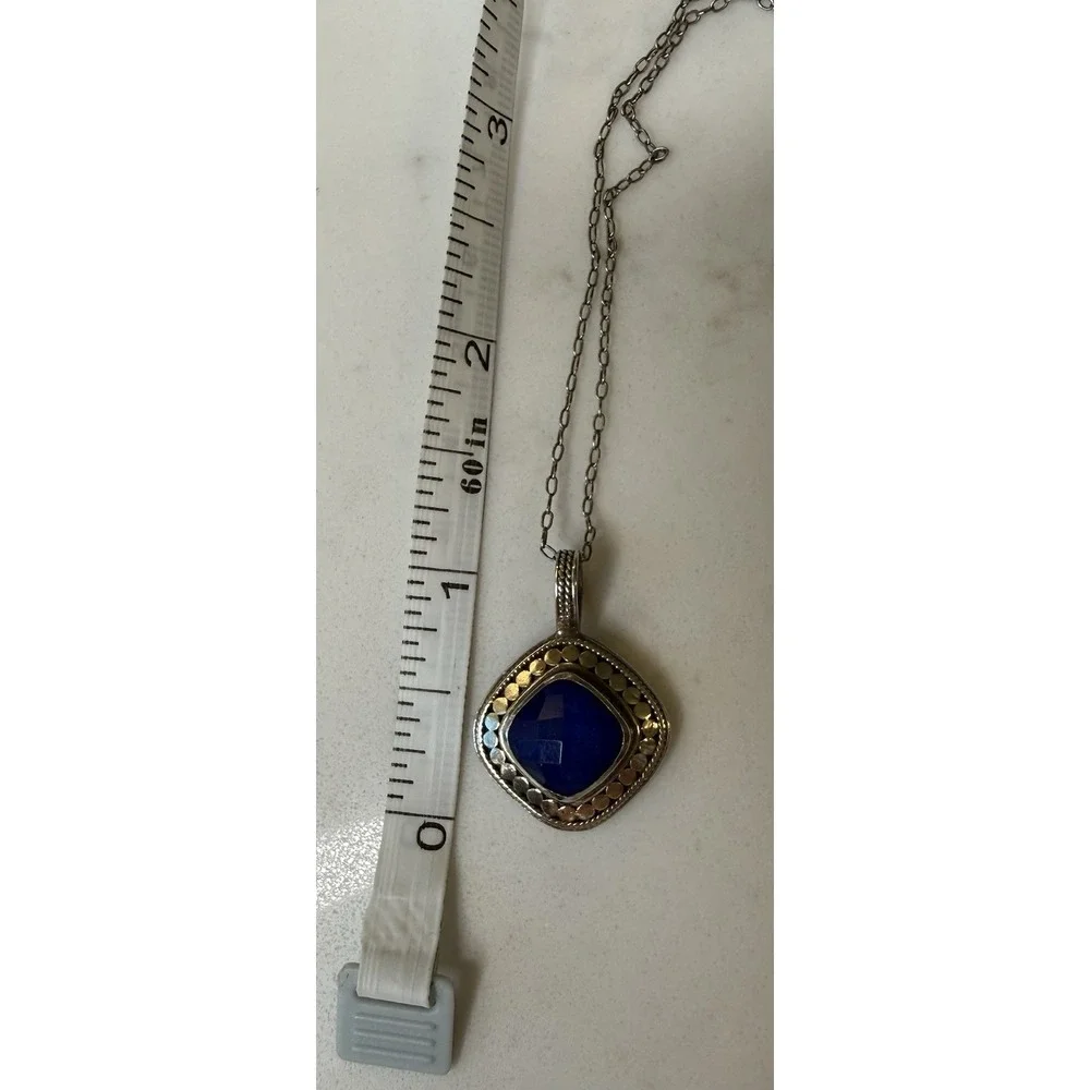 Anna Beck .925 Signed Lapis Lazuli Pendant Necklace Sterling Silver